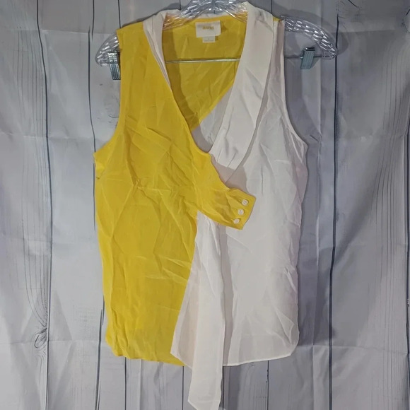 Maeve by Anthropologie 100% silk White And Yellow sleeveless shirt - Picture 2 of 8